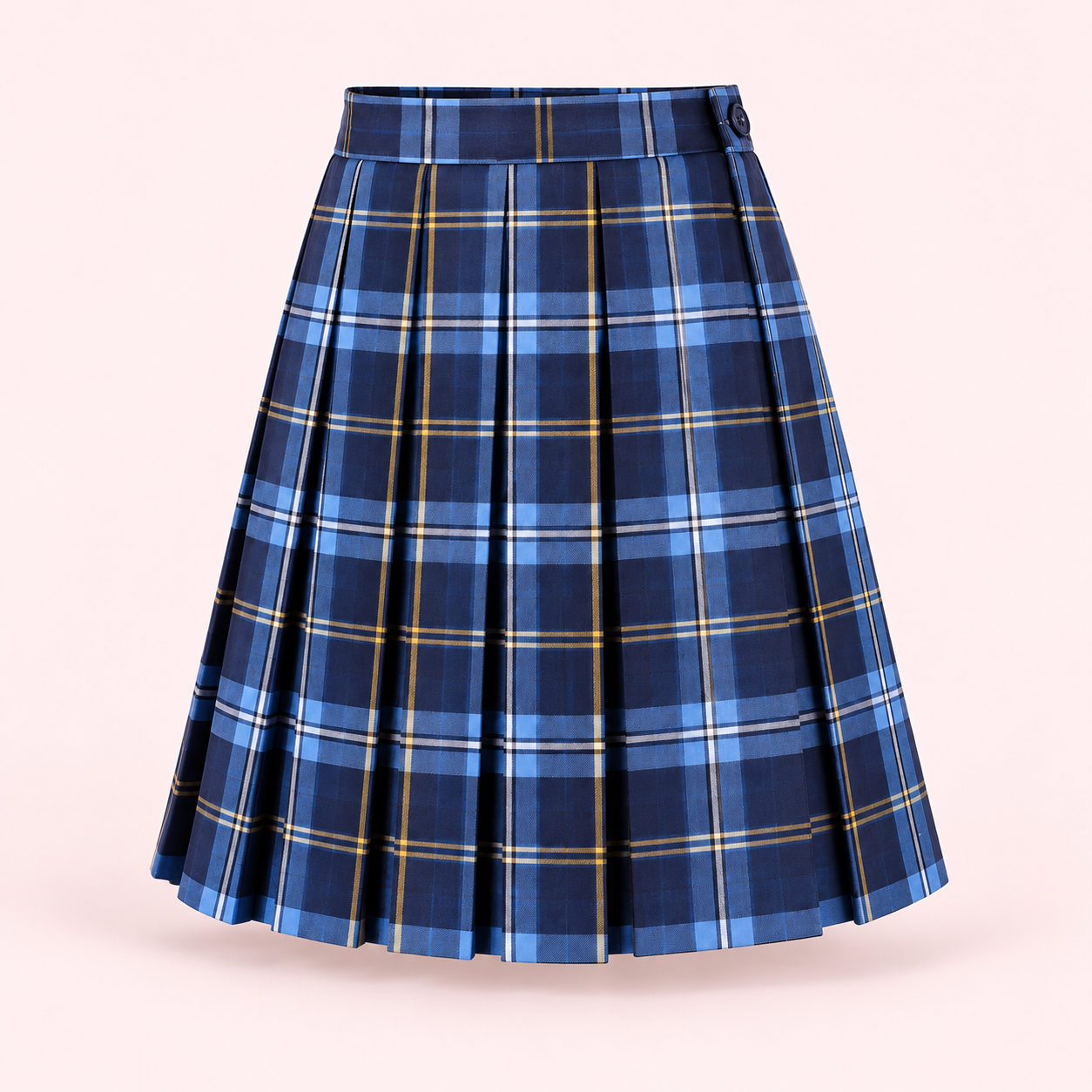 Girls Blue Plaid Pleated Skirt